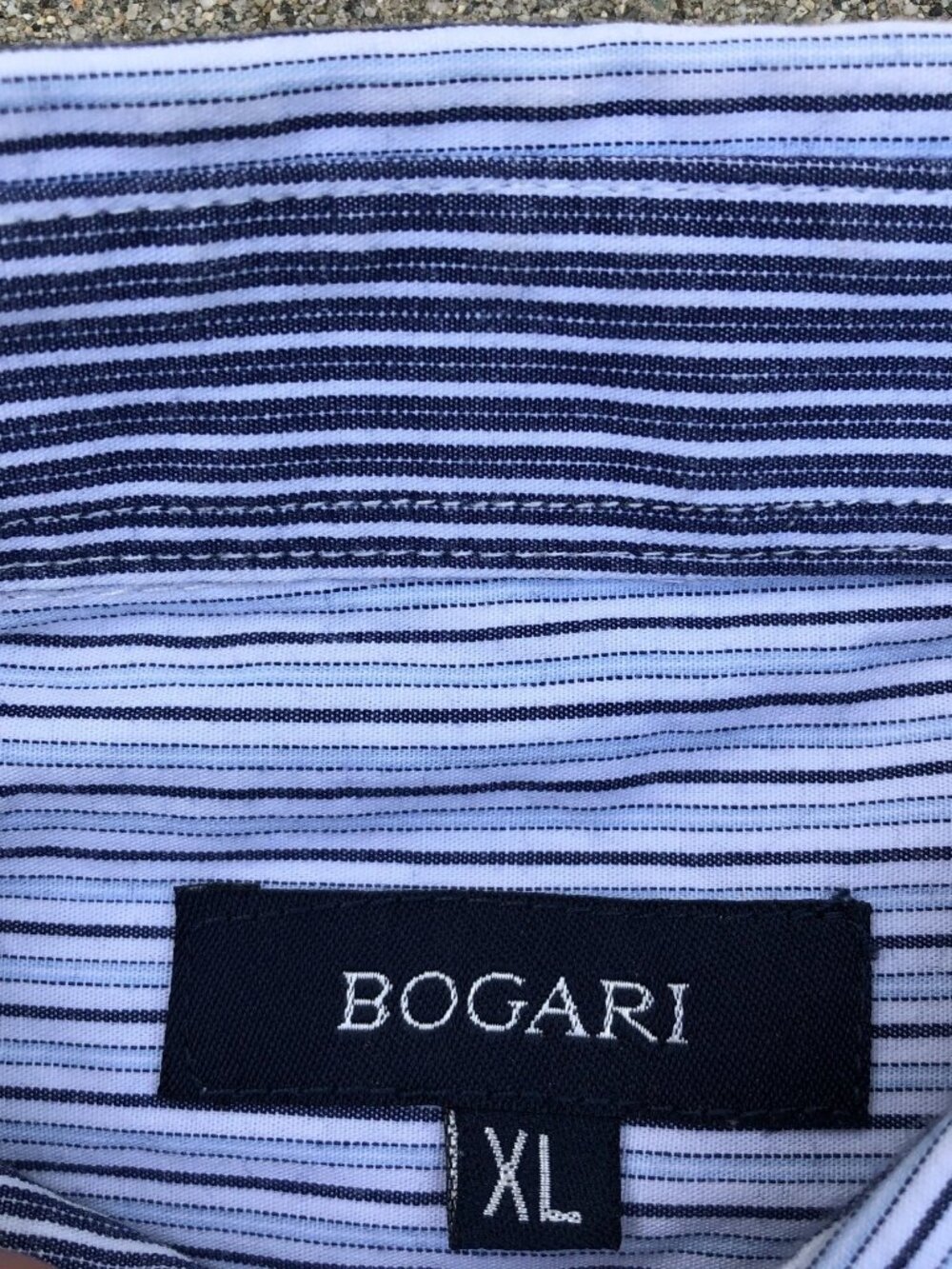 BOGARI Striped Button Down Dress Shirt XL Men's Blue Long Sleeve 100% Cotton - Picture 5 of 7